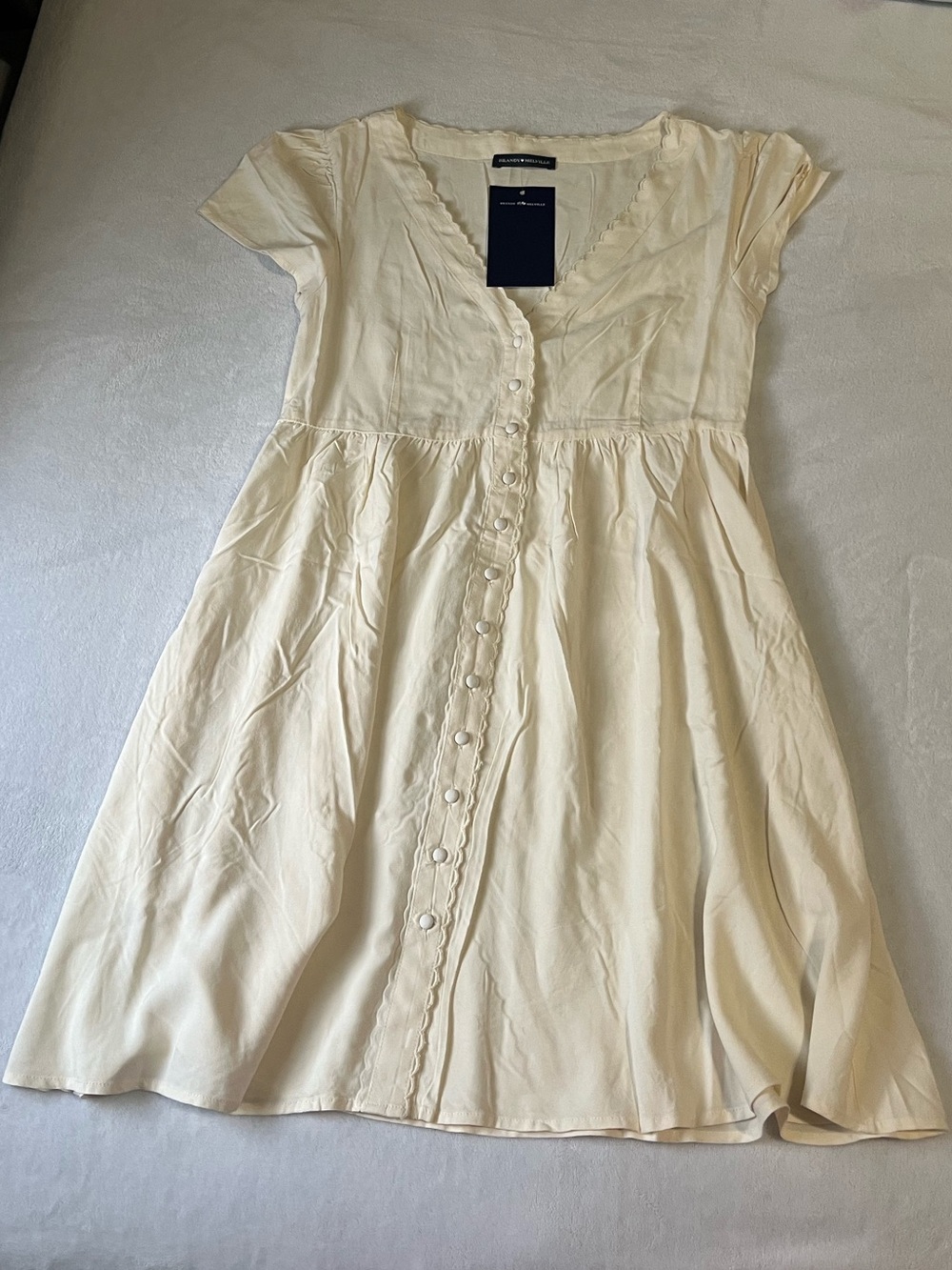 NEW! Brandy Melville Cream Button-Front Casual Dress